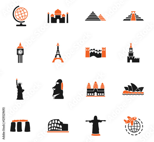 travel and wonders icon set