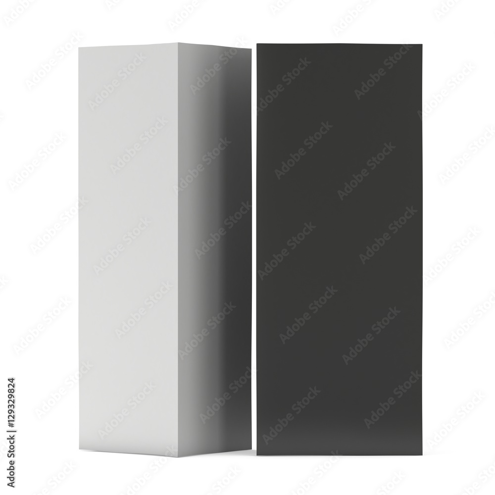 Blank paper triangle tent cards. 3d render illustration isolated. Table