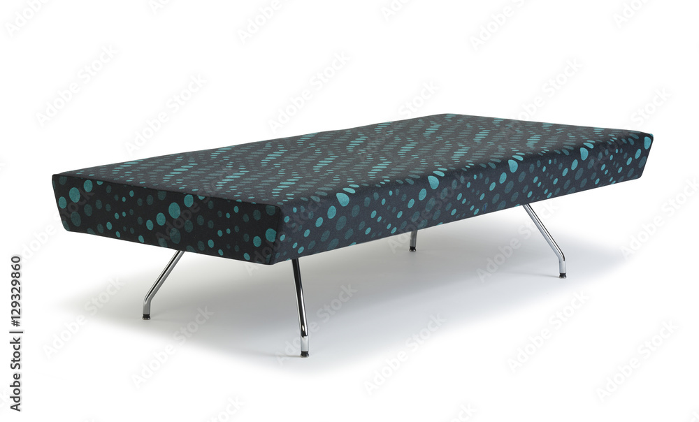 contemporary Day Bed isolated on white background, charcoal and blue fabric chrome legs contemporary Day Bed isolated on white background, charcoal and blue fabric chrome legs