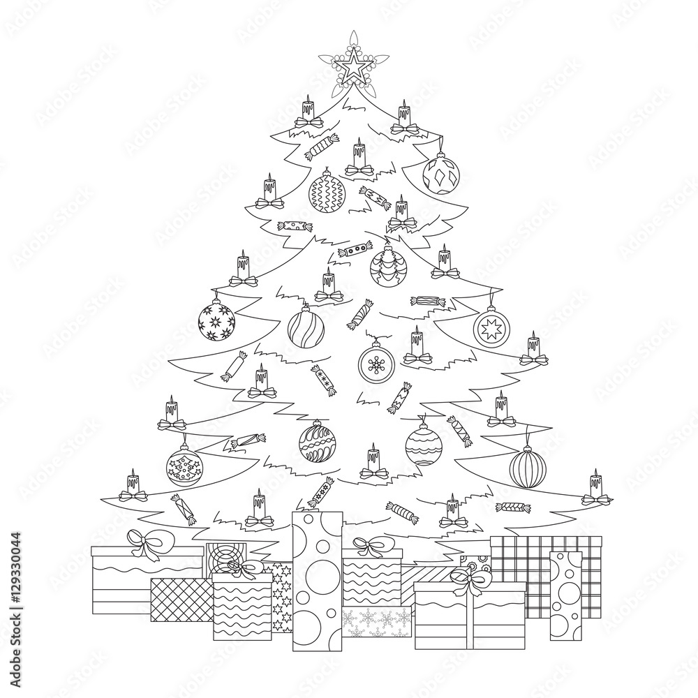 Christmas Tree Star Coloring Page