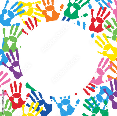 Abstract Background with Colorful Hand prints 