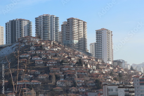 contradiction between gecekondus and buildings