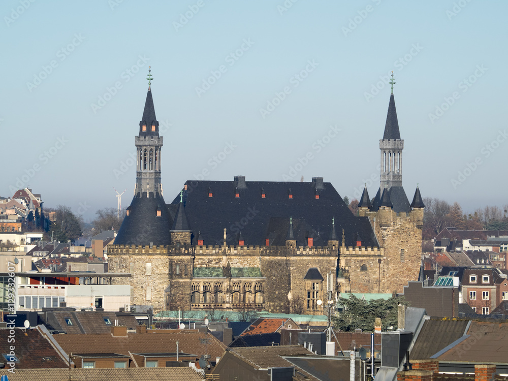 Fototapeta premium Town hall of Aachen - rooftop view