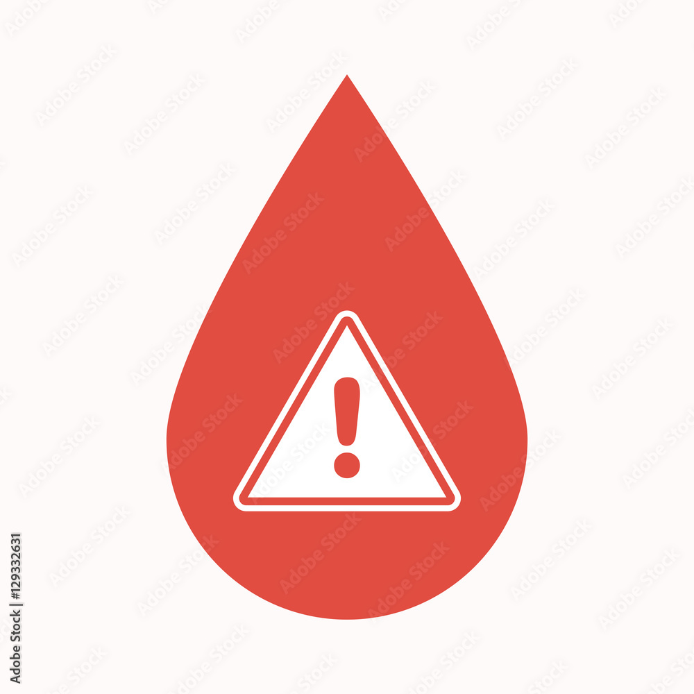 Isolated blood drop with a warning signal Isolated blood drop with a warning signal