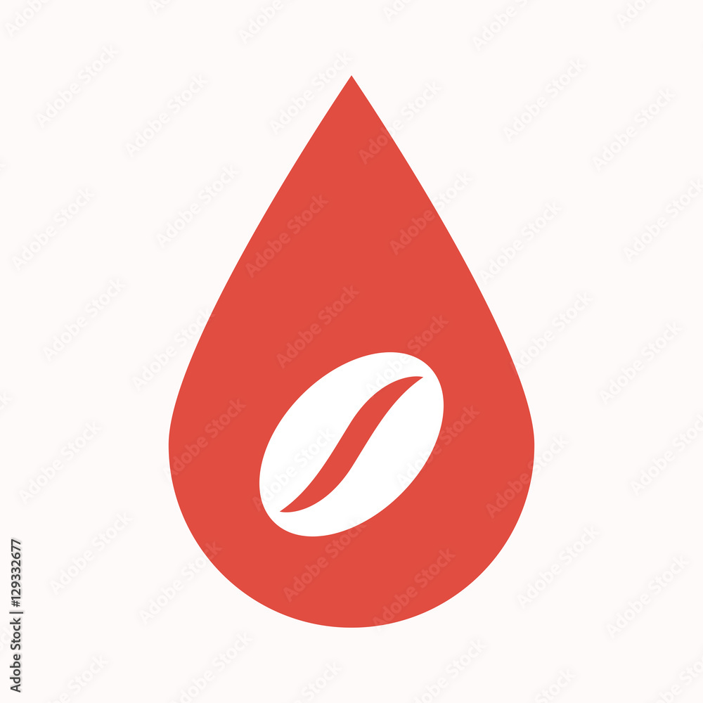 Isolated blood drop with a coffee bean Isolated blood drop with a coffee bean