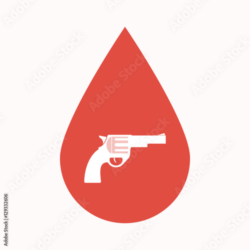 Isolated blood drop with a gun