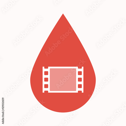 Isolated blood drop with a film photogram
