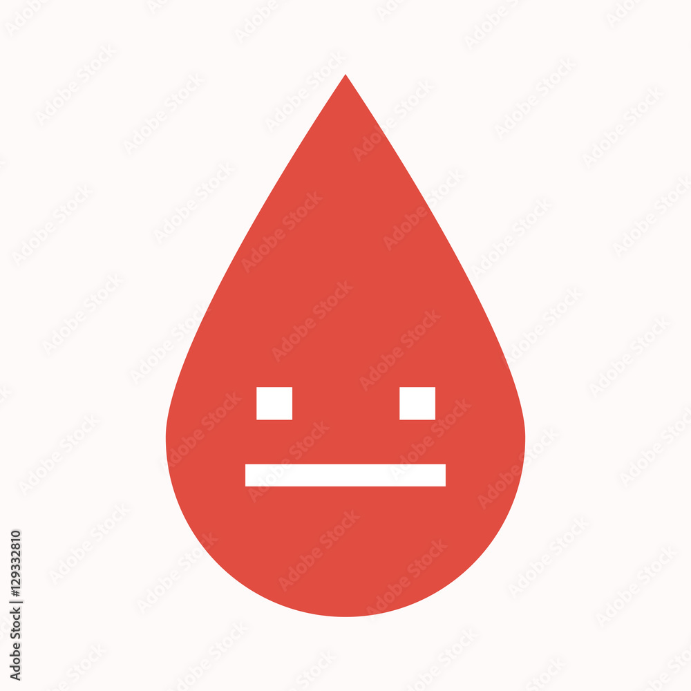 Isolated blood drop with a emotionless text face Isolated blood drop with a emotionless text face
