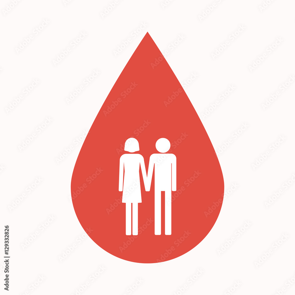 Obraz premium Isolated blood drop with a heterosexual couple pictogram