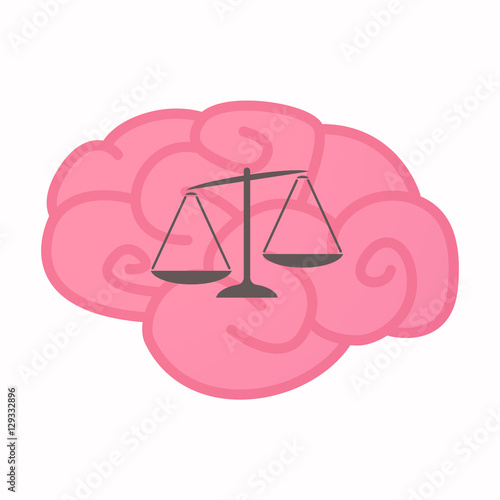 Isolated brain with  an unbalanced weight scale