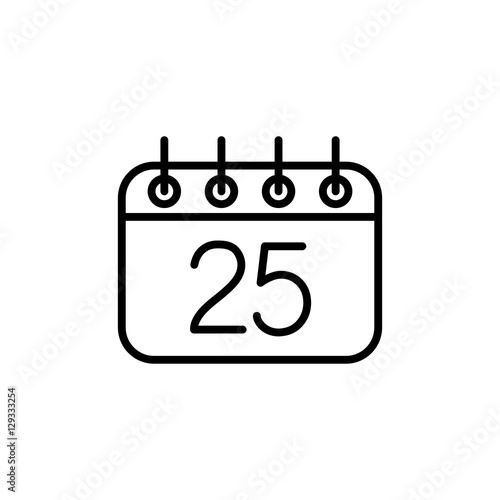christmas xmas calender date schedule december winter date holiday day celebration appointment black on white background outline thin line vector icon