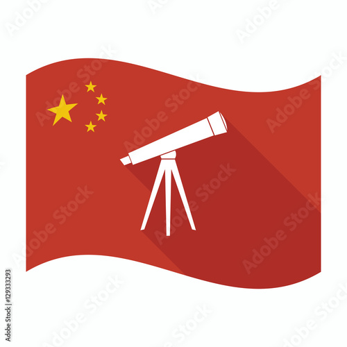 Isolated China flag with a telescope