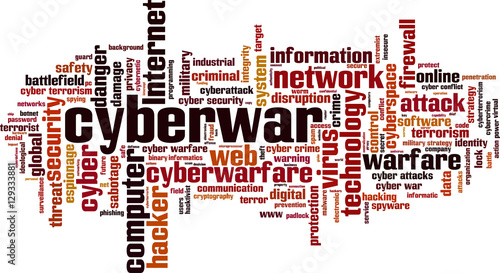 Cyberwar word cloud concept. Vector illustration