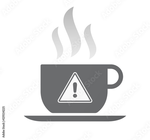 Isolated coffee cup with a warning signal