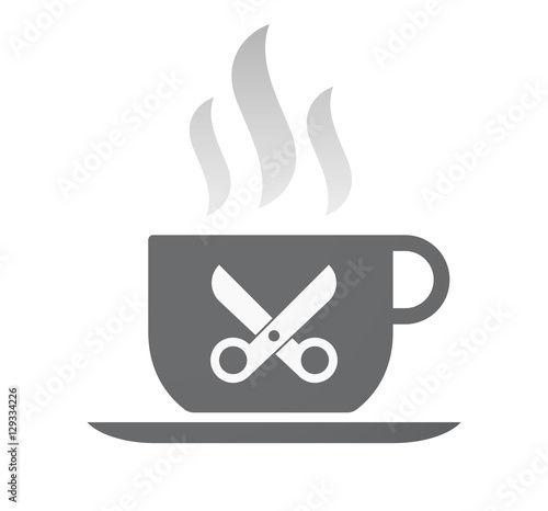 Isolated coffee cup with a scissors