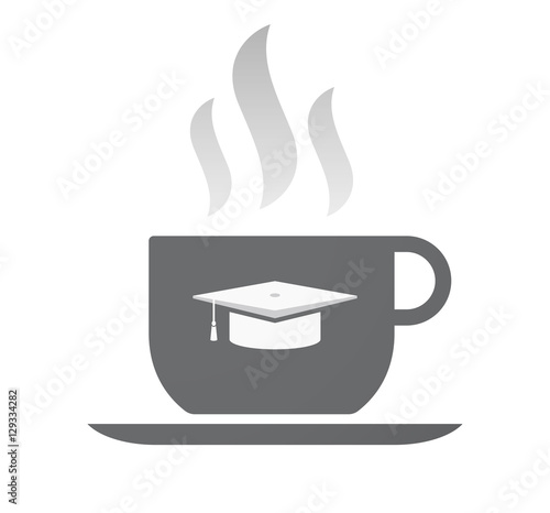 Isolated coffee cup with a graduation cap
