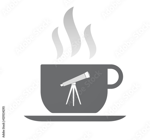 Isolated coffee cup with a telescope