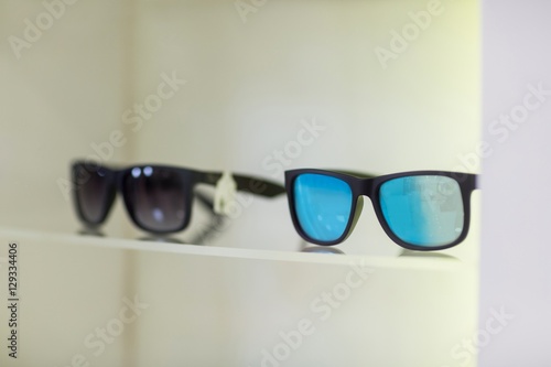 Close-up of sunglasses on display
