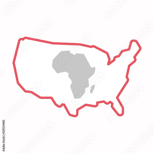 Isolated map of USA with a map of the african continent