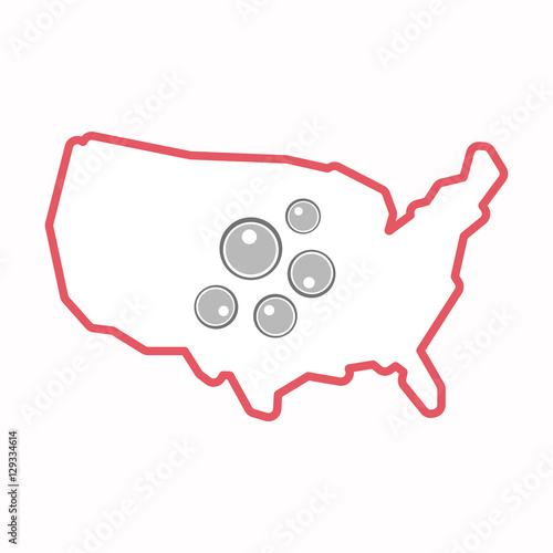 Isolated map of USA with oocytes