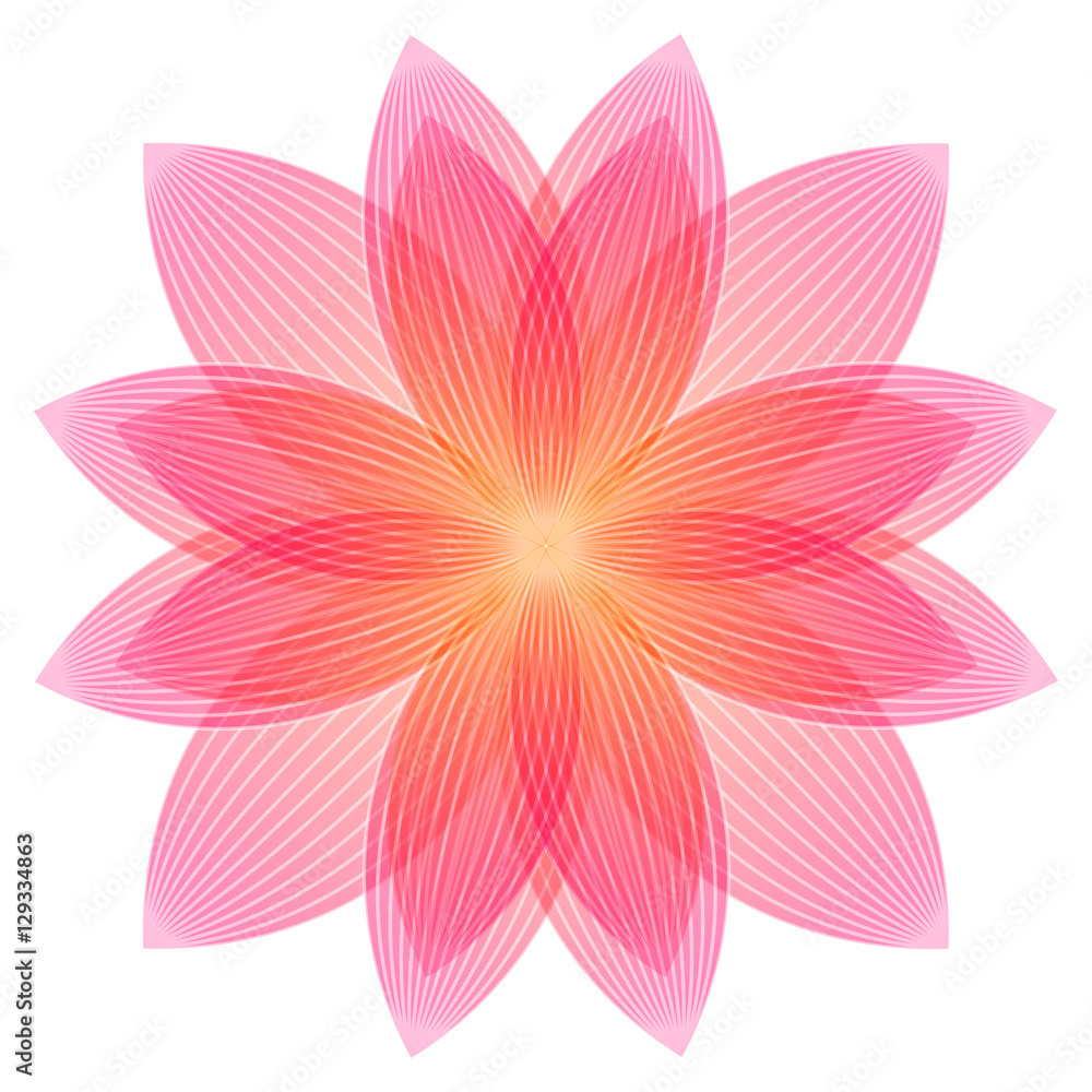 Abstract lotus flower in pink and orange colors