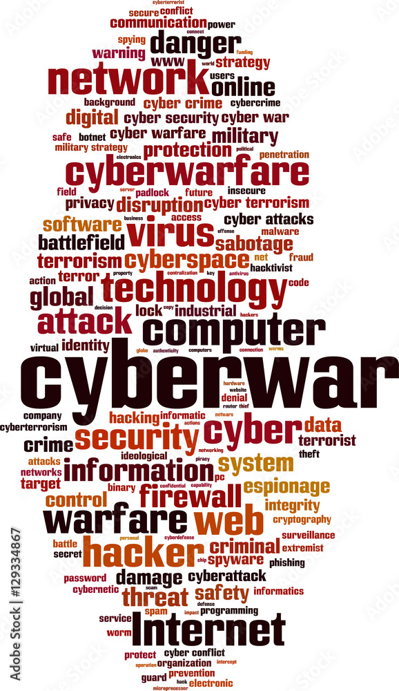 Cyberwar word cloud concept. Vector illustration Cyberwar word cloud concept. Vector illustration