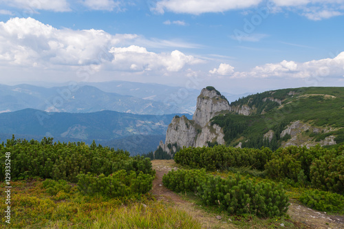 Amazing panorama Ceahlau massif, Eastern Carpathians Mountains, Moldova, Romania