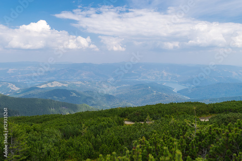 Amazing panorama Ceahlau massif  Eastern Carpathians Mountains  Moldova  Romania