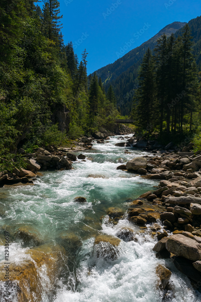 Hiking trail. Krimml Waterfall - fifth Highest waterfall, Alps, Tauern National Park, Austria, Europe Hiking trail. Krimml Waterfall - fifth Highest waterfall, Alps, Tauern National Park, Austria, Europe