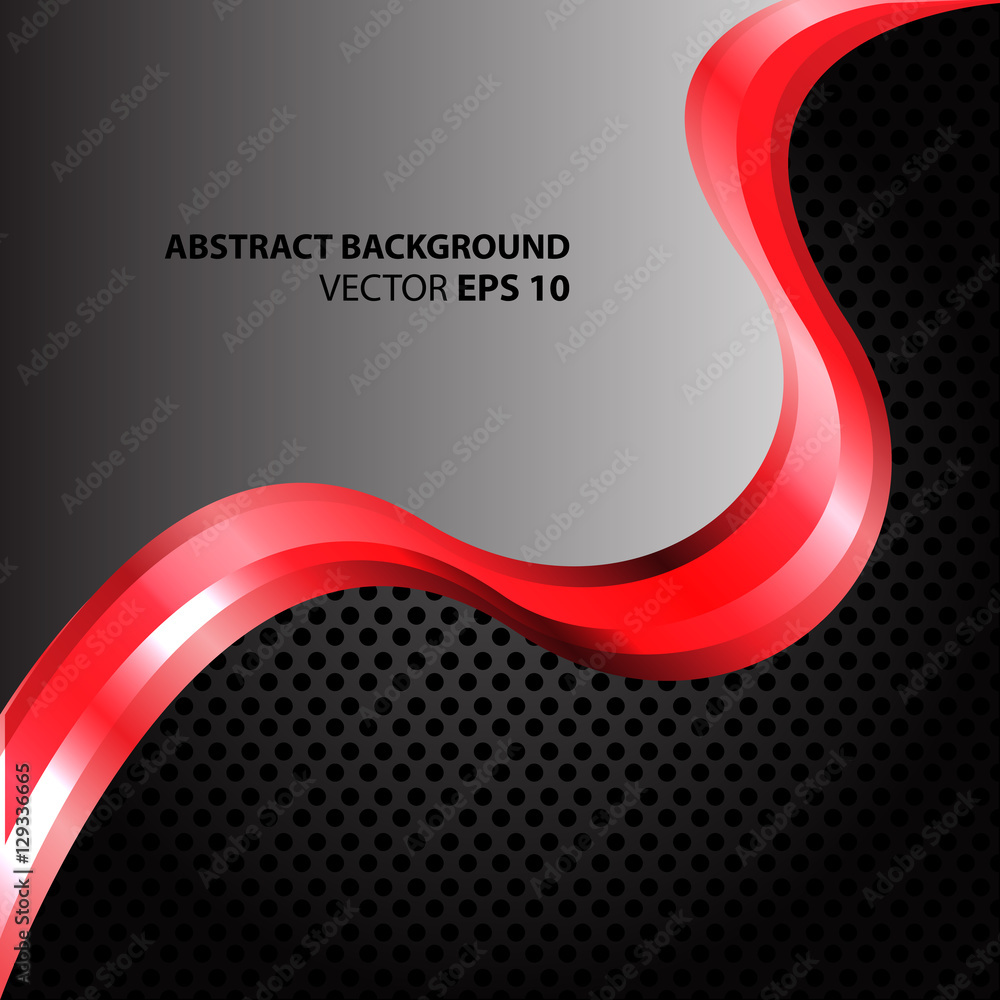 Abstract red wave curve on gray and black circle mesh design modern ...