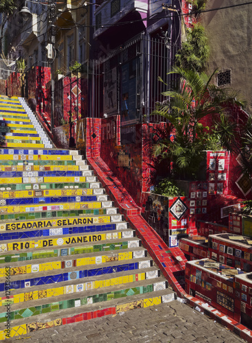 Brazil, City of Rio de Janeiro, View of the Selaron Steps connecting Lapa and Santa Teresa Neighbourhoods. © Karol Kozłowski