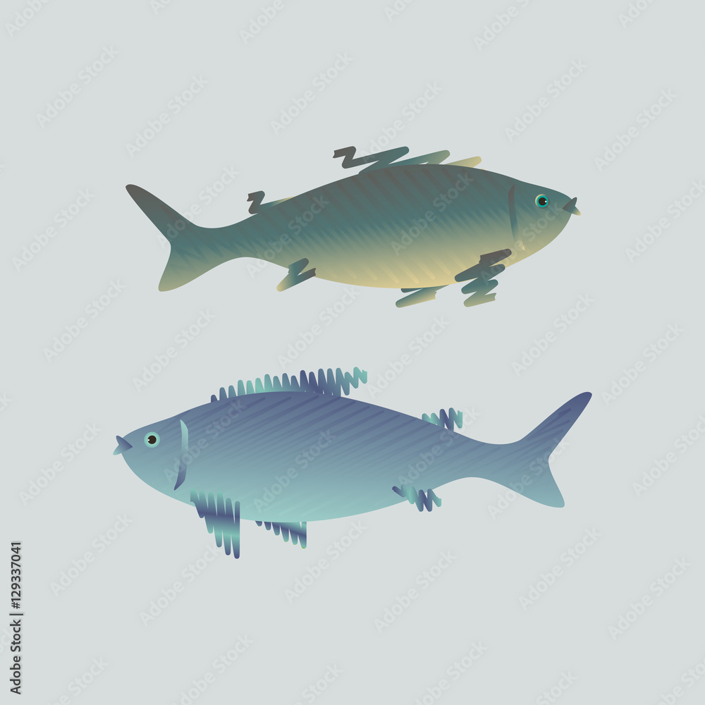 Two marine fish. Vector illustration.
