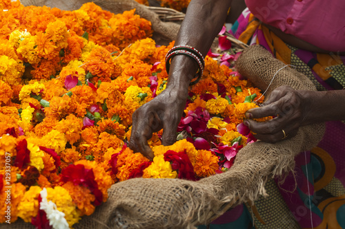 bright flowers for the ceremony ritual Hindu religion photo