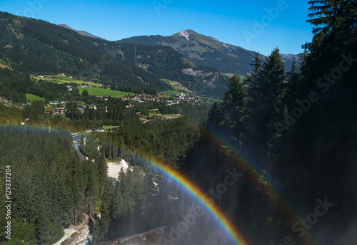 Krimml Waterfall - fifth highest waterfall  Alps  Tauern National Park  Austria  Europe
