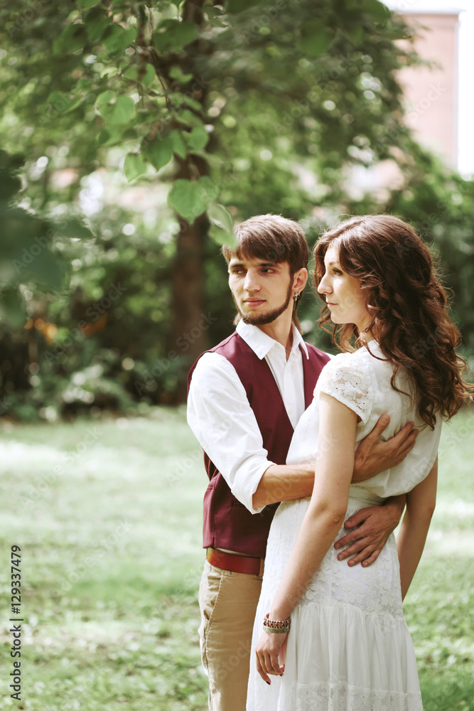 Wedding couple embracing and dancing at the nature Wedding couple embracing and dancing at the nature