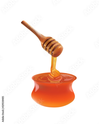 pouring honey into the jar