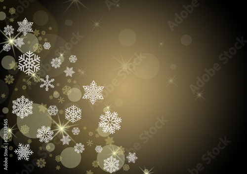 snowflakes on black and gold gradient background 