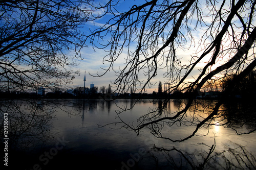 Sonnenuntergang an der Alten Donau Wien