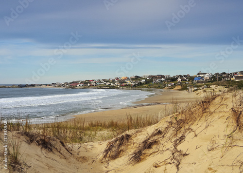 Uruguay, Rocha Department, Punta del Diablo, View over Rivero Beach towards the village. © Karol Kozłowski