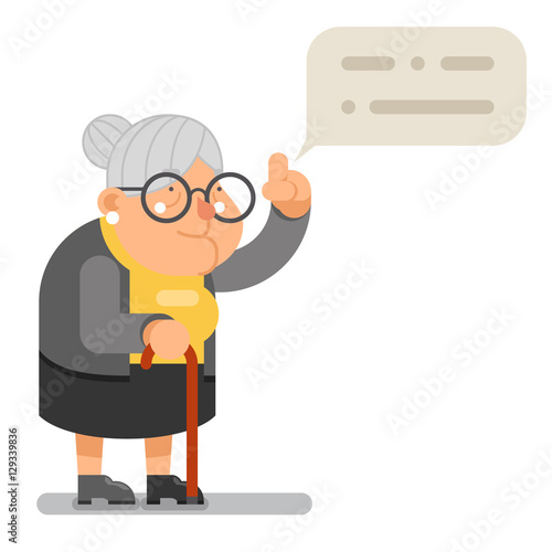 Wise Teacher Guidance Granny Old Lady Character Cartoon Flat Design Vector illustration