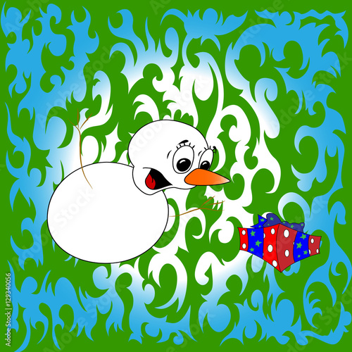 snowman with gift