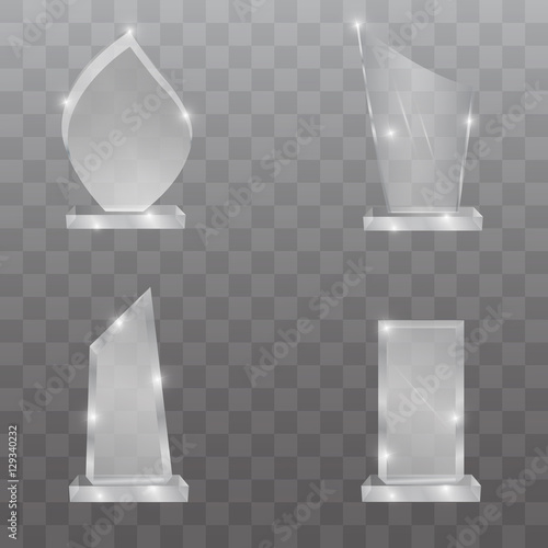 Glass trophy award vector set