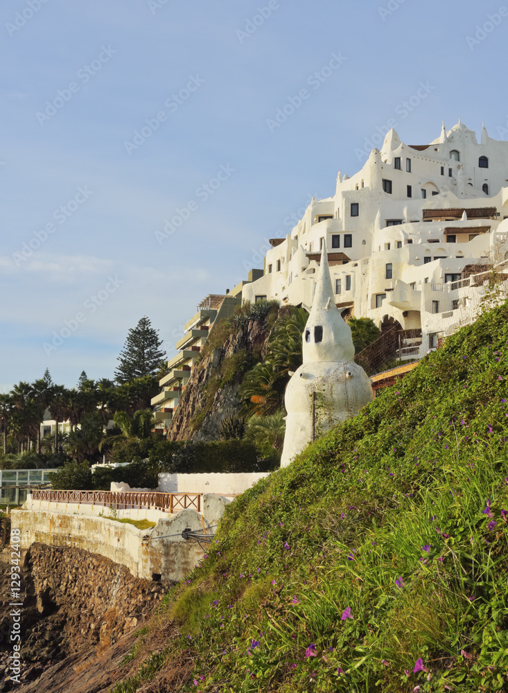 Uruguay, Maldonado Department, Punta Ballena, View of the Casapueblo, hotel, museum and art gallery of an artist Carlos Paez Vilaro. Uruguay, Maldonado Department, Punta Ballena, View of the Casapueblo, hotel, museum and art gallery of an artist Carlos Paez Vilaro.