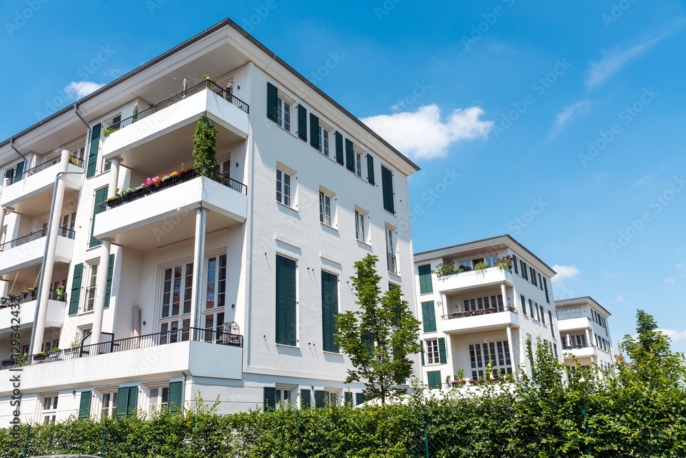 Modern multi-family houses seen in Berlin, Germany