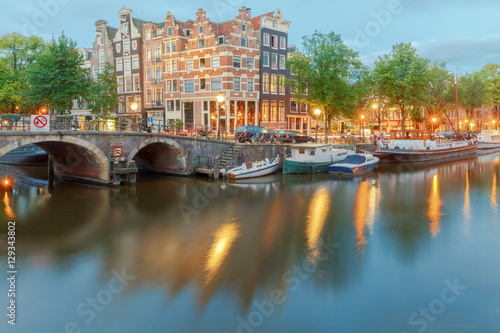 Amsterdam. City Canal at dawn. © pillerss