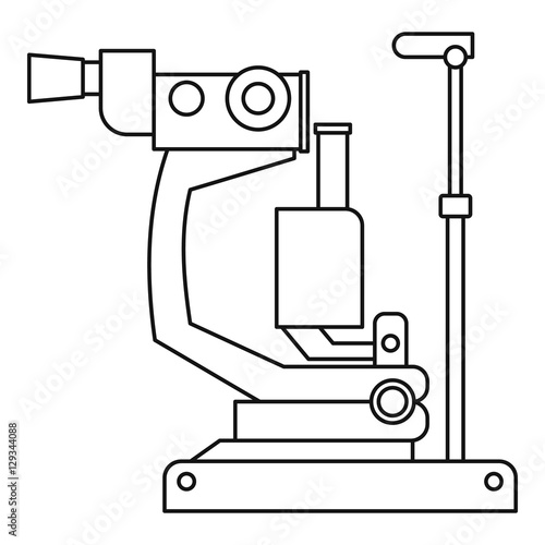 Phoropter, ophthalmic testing device machine icon. Outline illustration of phoropter, ophthalmic testing device machine vector icon for web