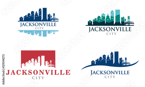Jacksonville City Skyline Landscape Logo Illustration Set