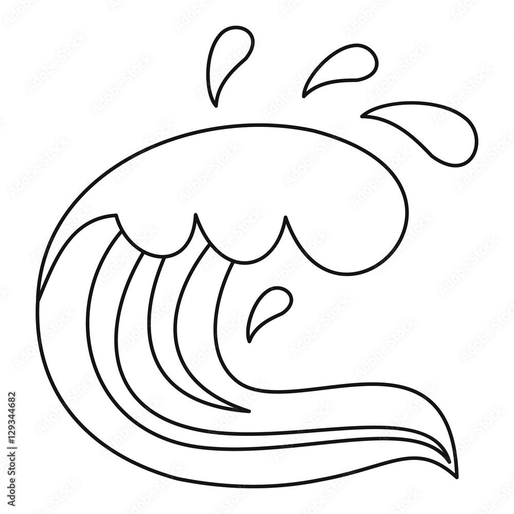 Curling and cracking wave icon. Outline illustration of curling and cracking wave vector icon for web