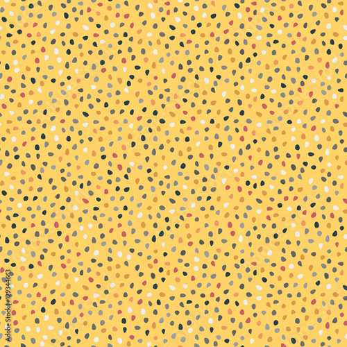 Seamless vector background with random colored elements. Tileable ornament. Dotted abstract pattern