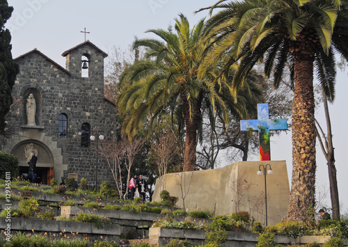 Chile, Santiago, San Cristobal Hill, View of the  Sanctuary of the Immaculate Conception. photo